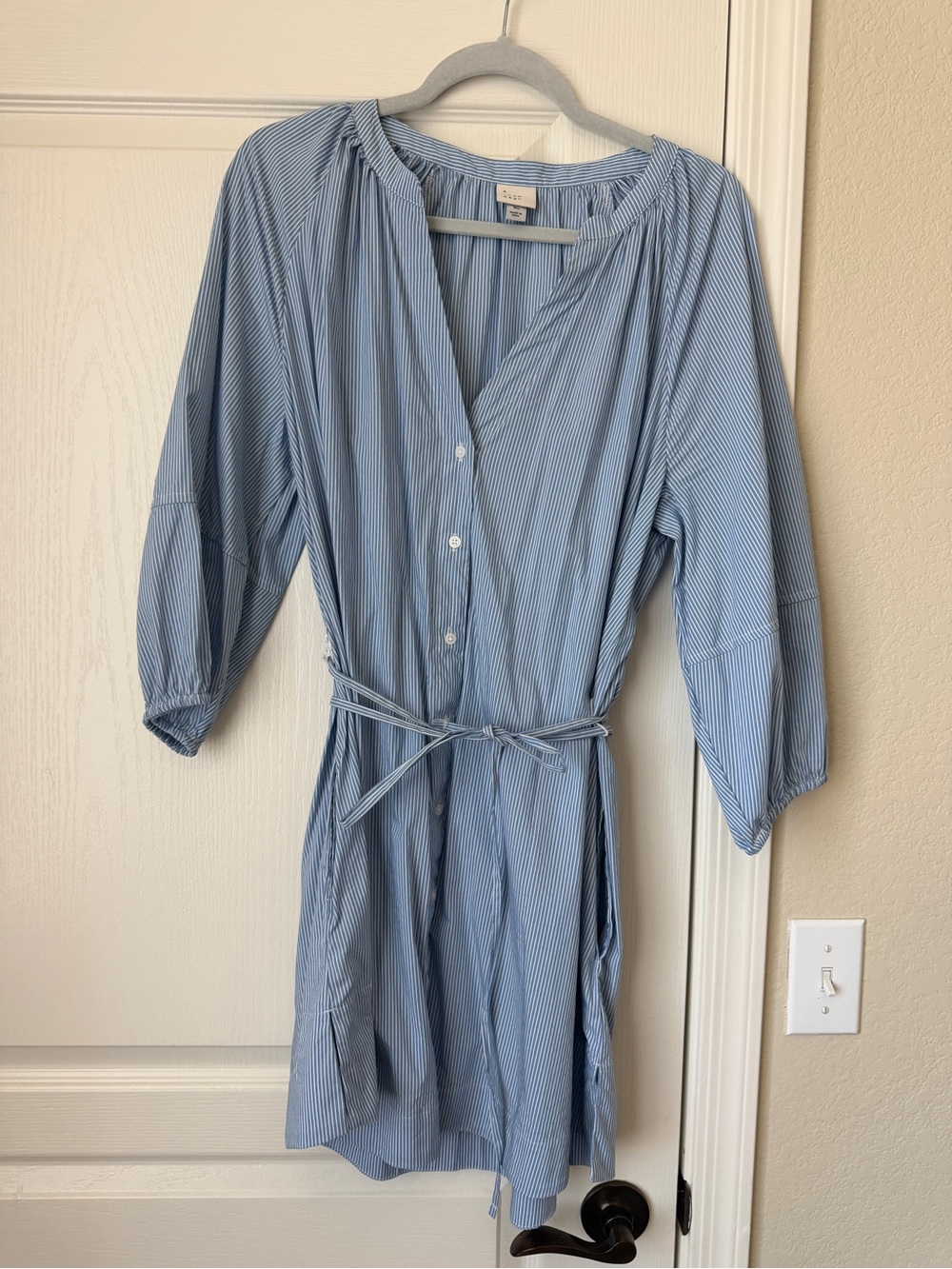 a new day Blue Pinstripe Long Sleeve Shirt Dress size XL